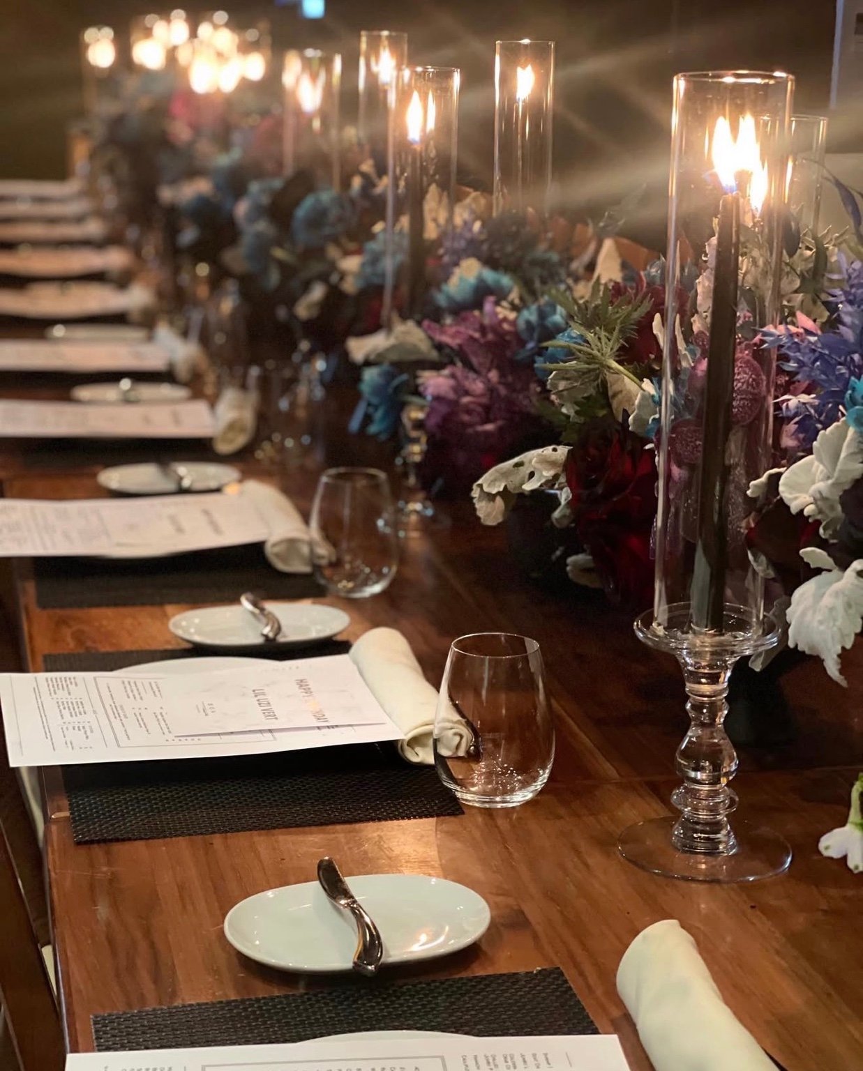 Candlelit tablescape — private dinner